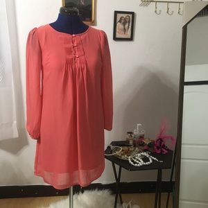 Smocked salmon colored tunic top